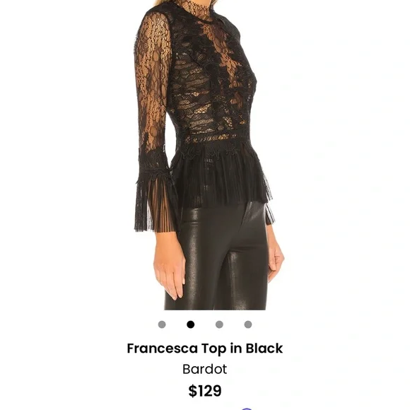 Bardot Francesca Top Black Lace Bell Sleeve Top Size 4 - Picture 2 of 4